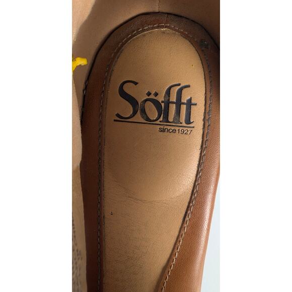 Sofft Women's Dabney Tan Leather T-Strap Cutout Sides Boho Block Heel Sandals 10 - Picture 7 of 9